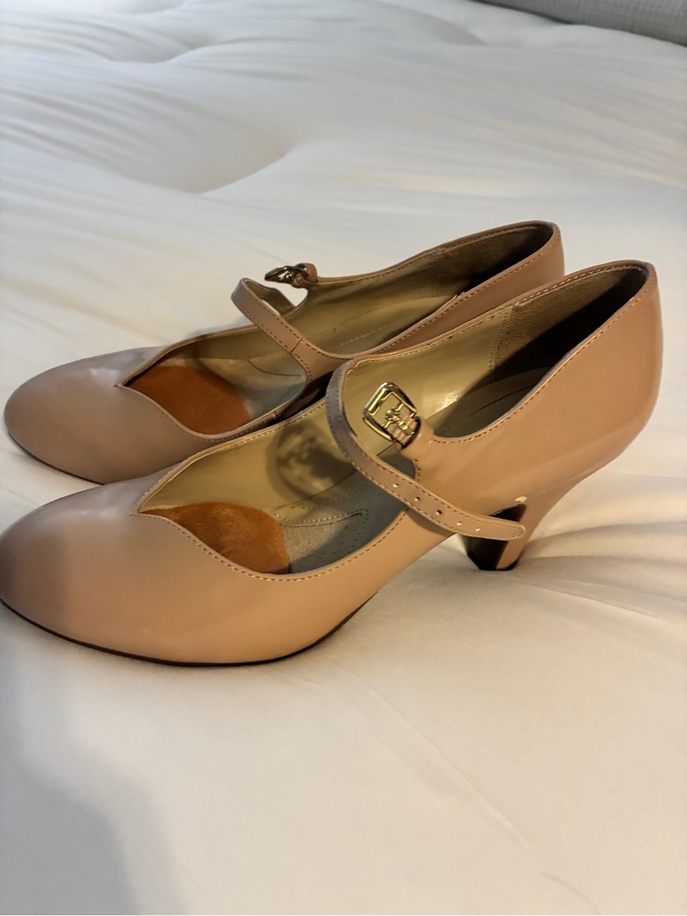 Naturalizer Nude Mary Jane Heels with Buckle Strap